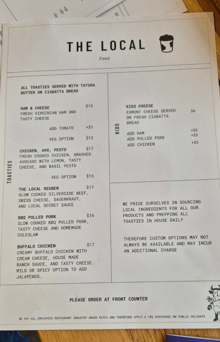 Menu, The Local Shepparton