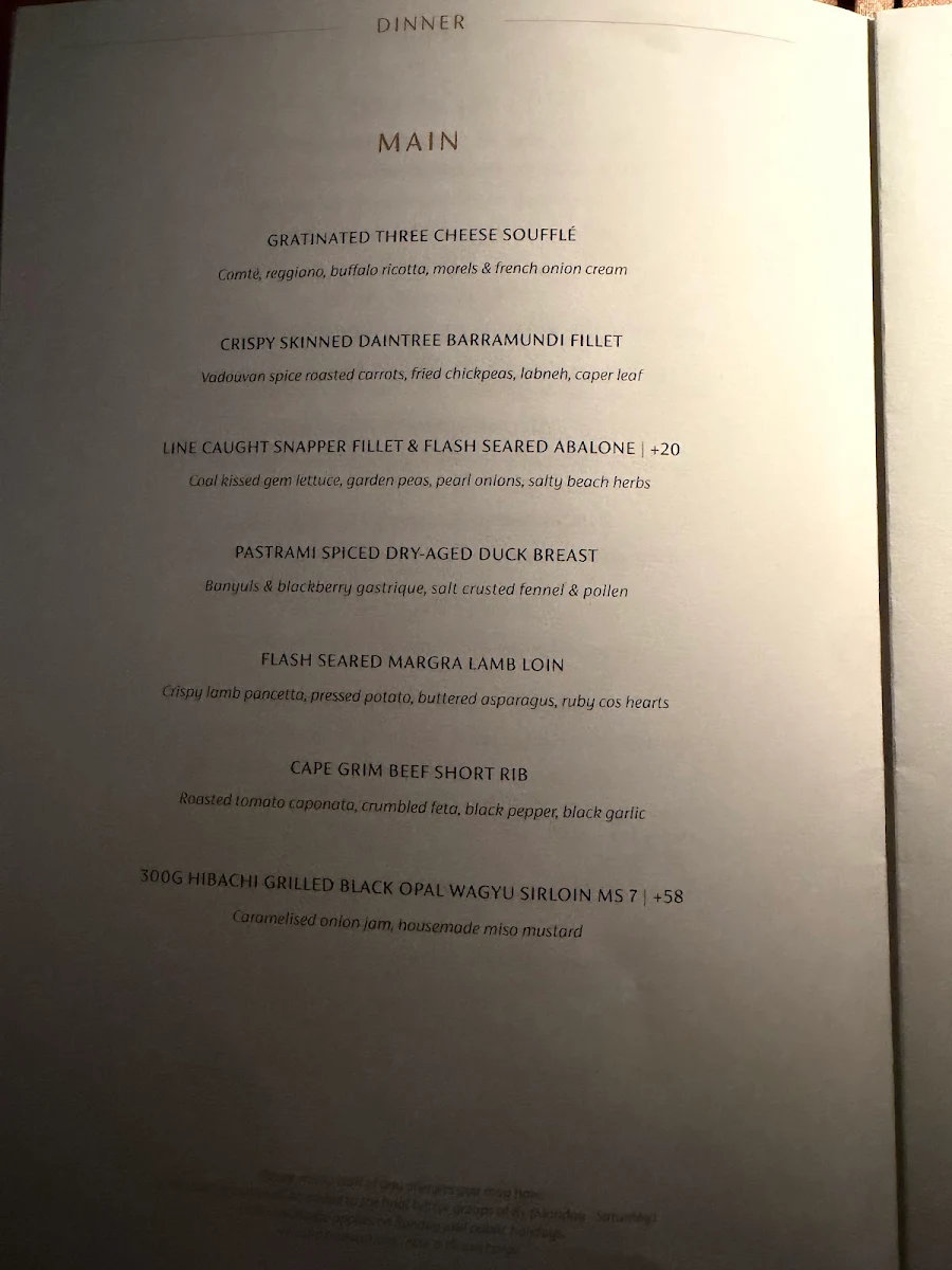 Menu, Pavilion Beachfront