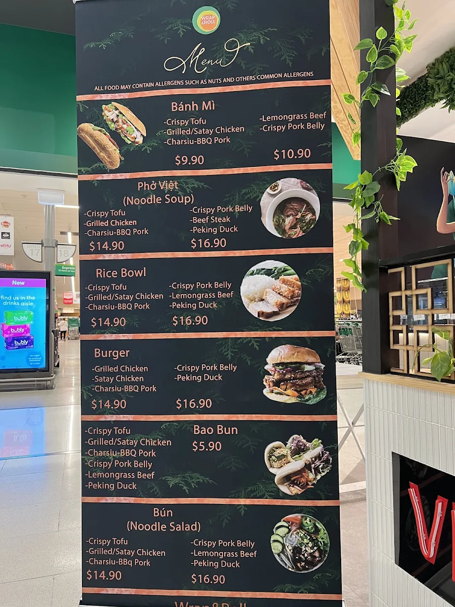 Menu, Wrap&Roll Townsville