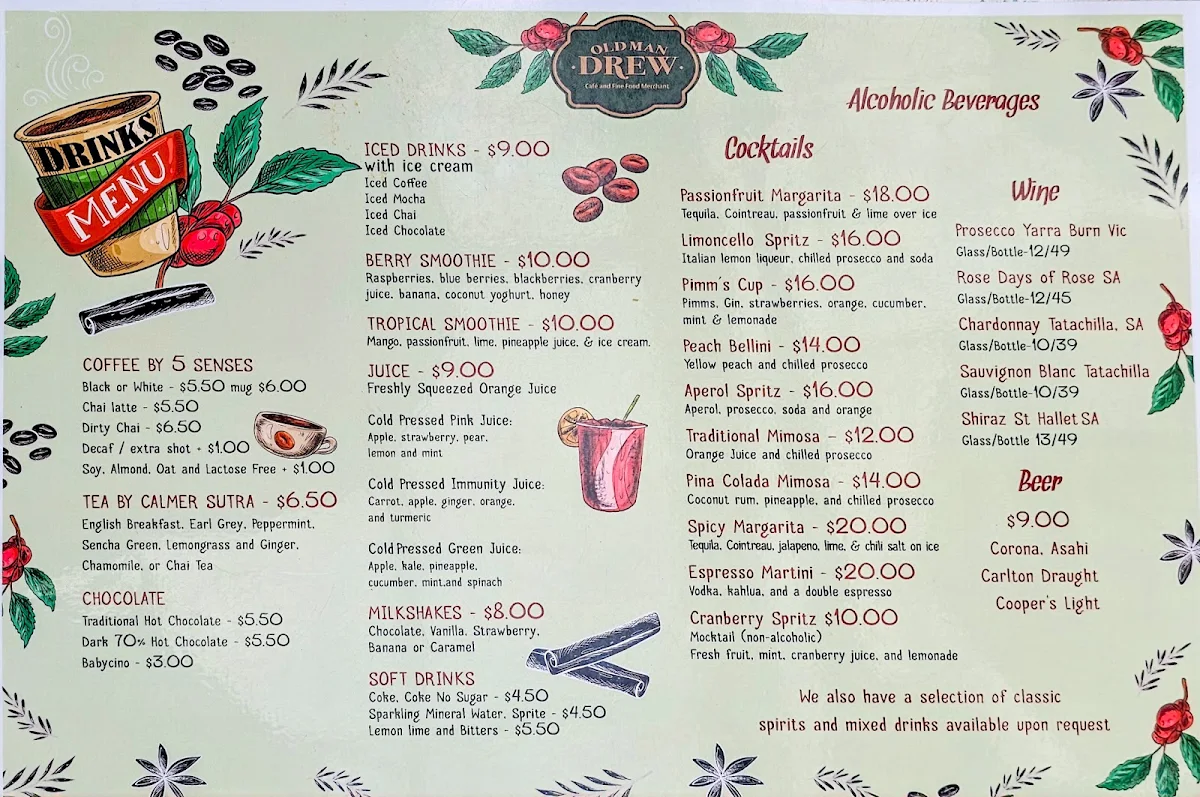 Menu, Old Man Drew