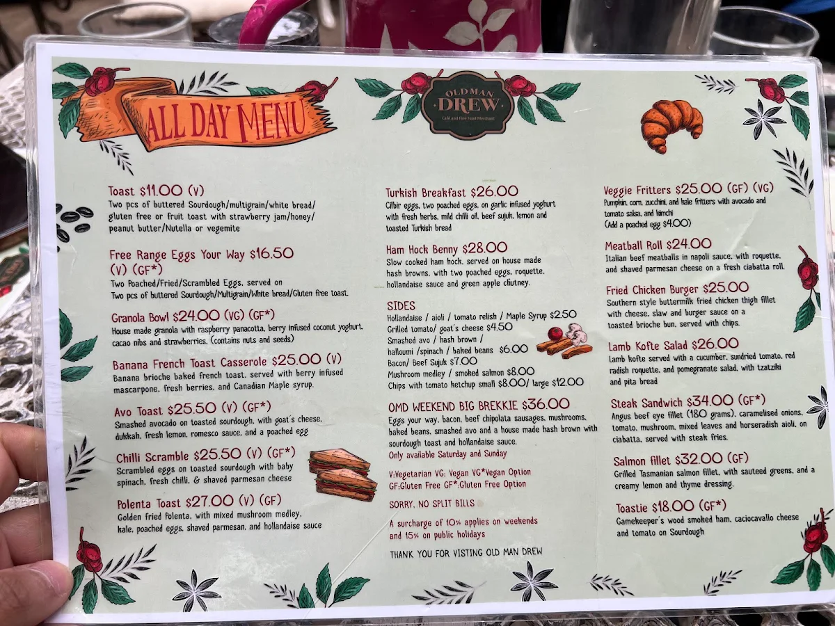 Menu, Old Man Drew