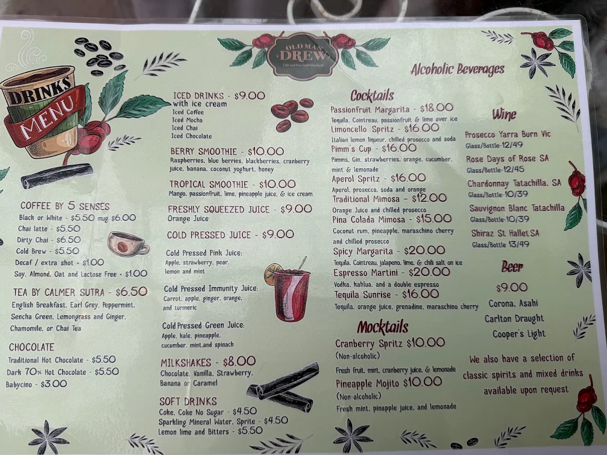 Menu, Old Man Drew