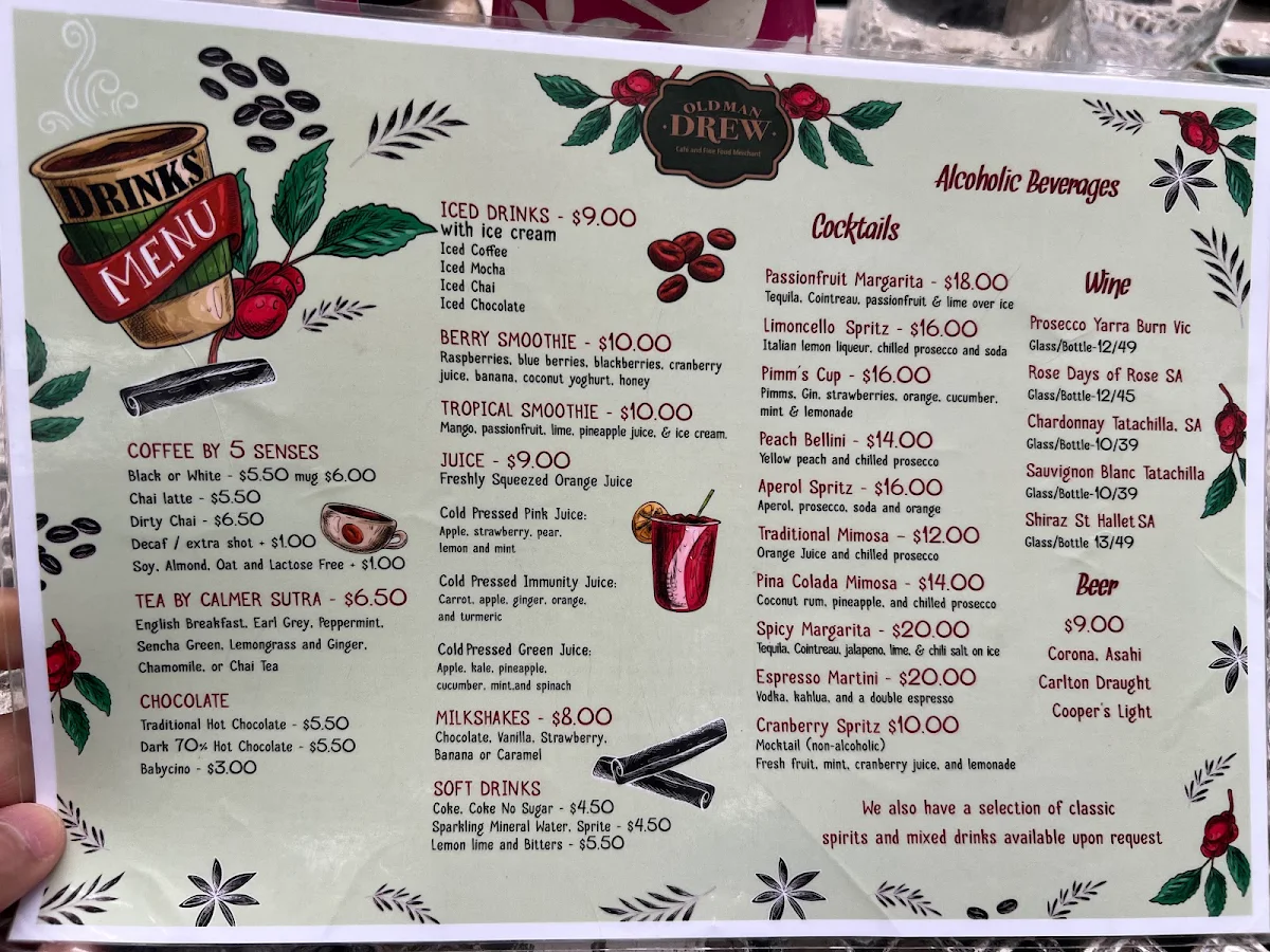 Menu, Old Man Drew