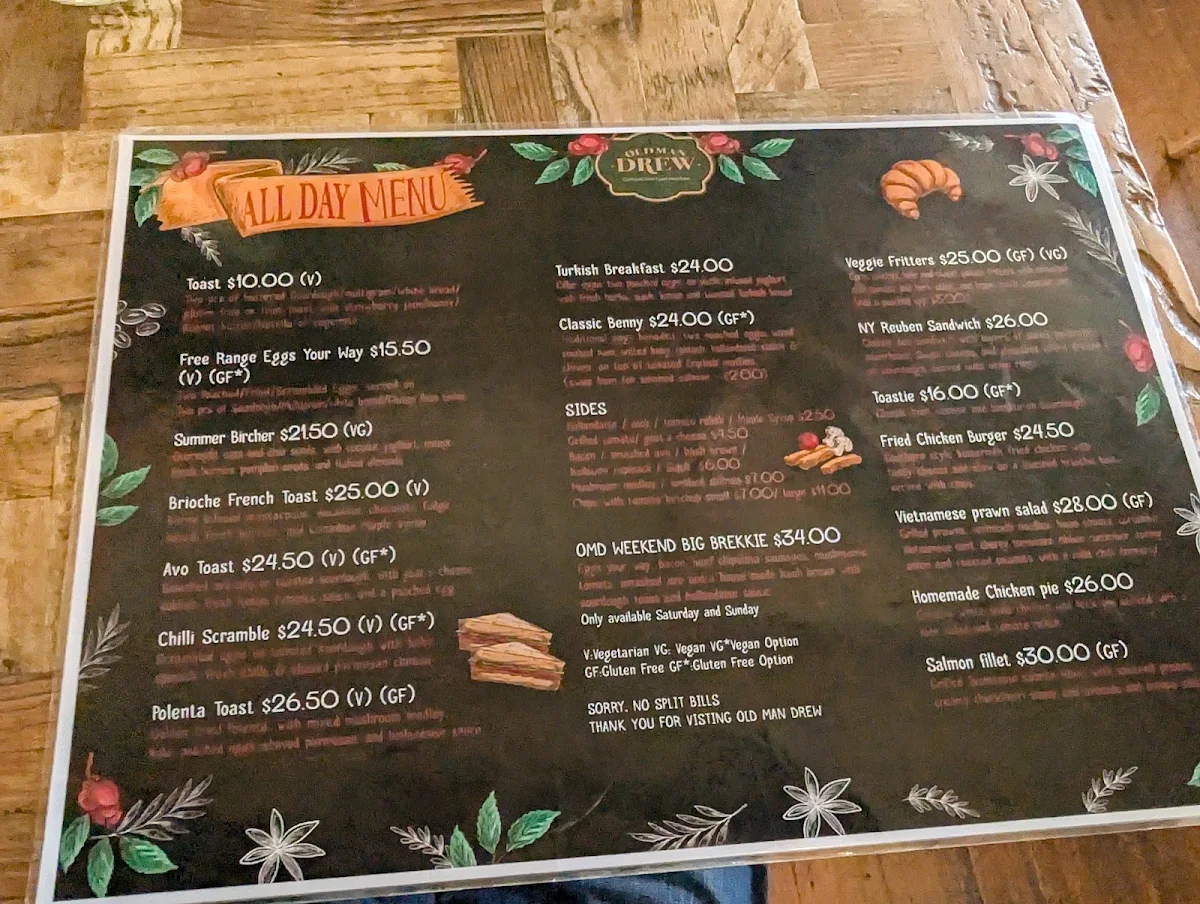 Menu, Old Man Drew