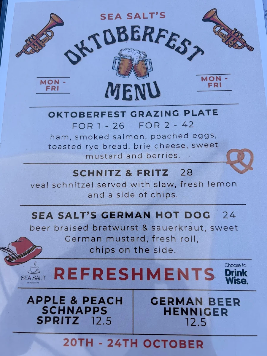 Menu, Sea Salt Soldiers Point