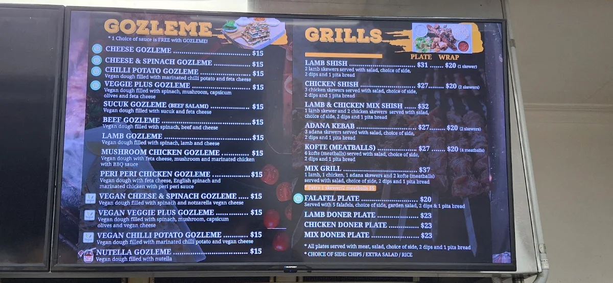 Menu, Kebab Yeah