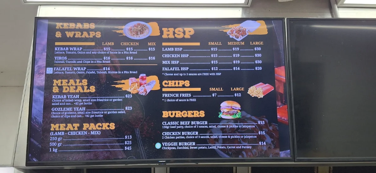 Menu, Kebab Yeah