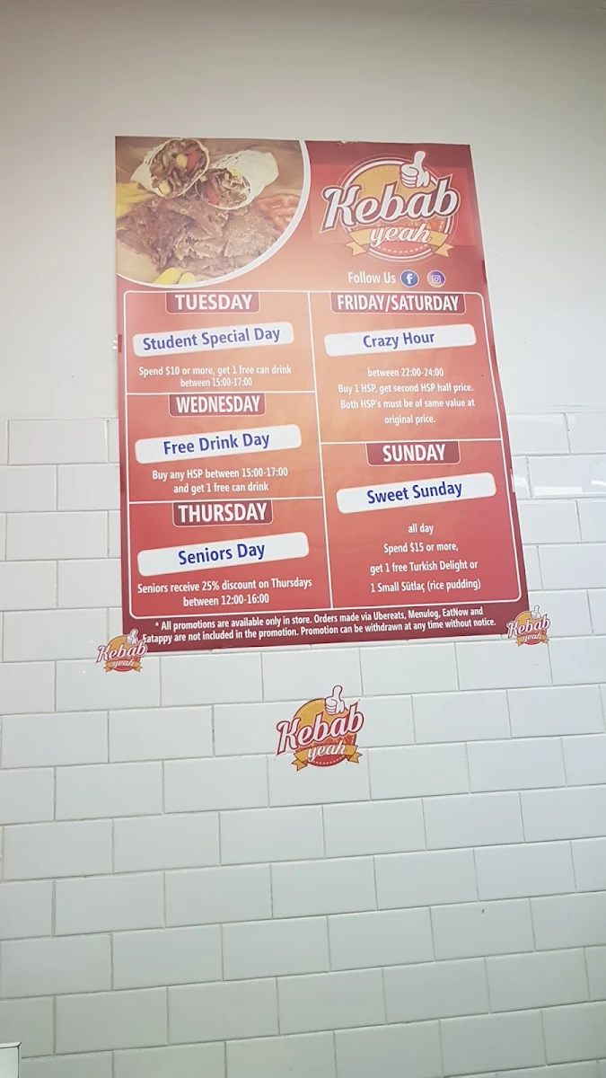 Menu, Kebab Yeah