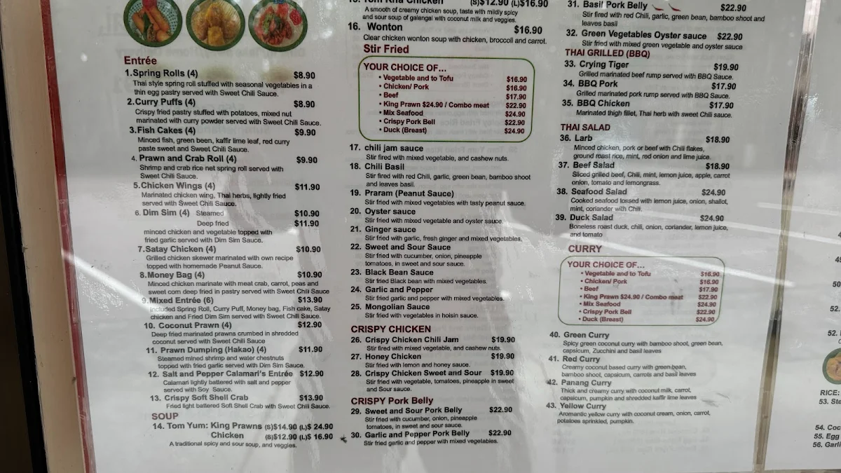 Menu, Summer Thai