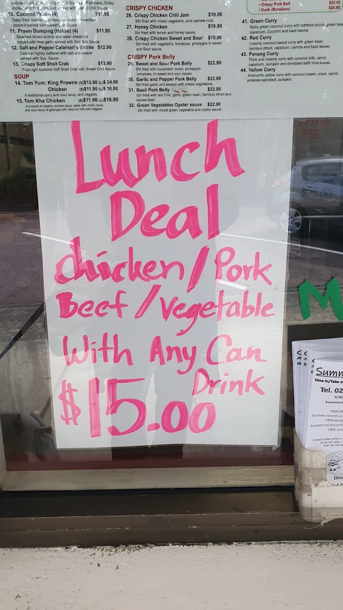 Menu, Summer Thai