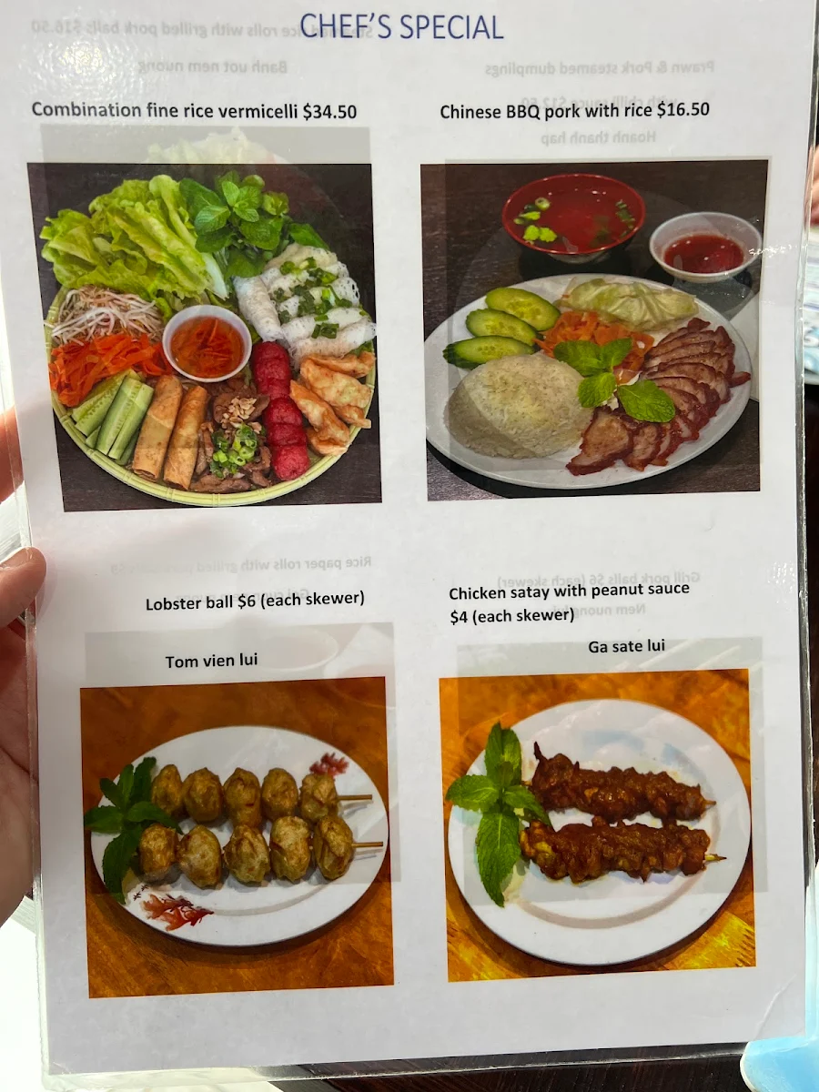 Menu, Tan Thanh Restaurant