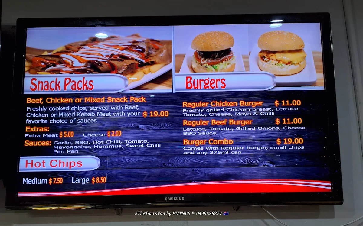 Menu, Babas Kebabs Burgers Snack Packs