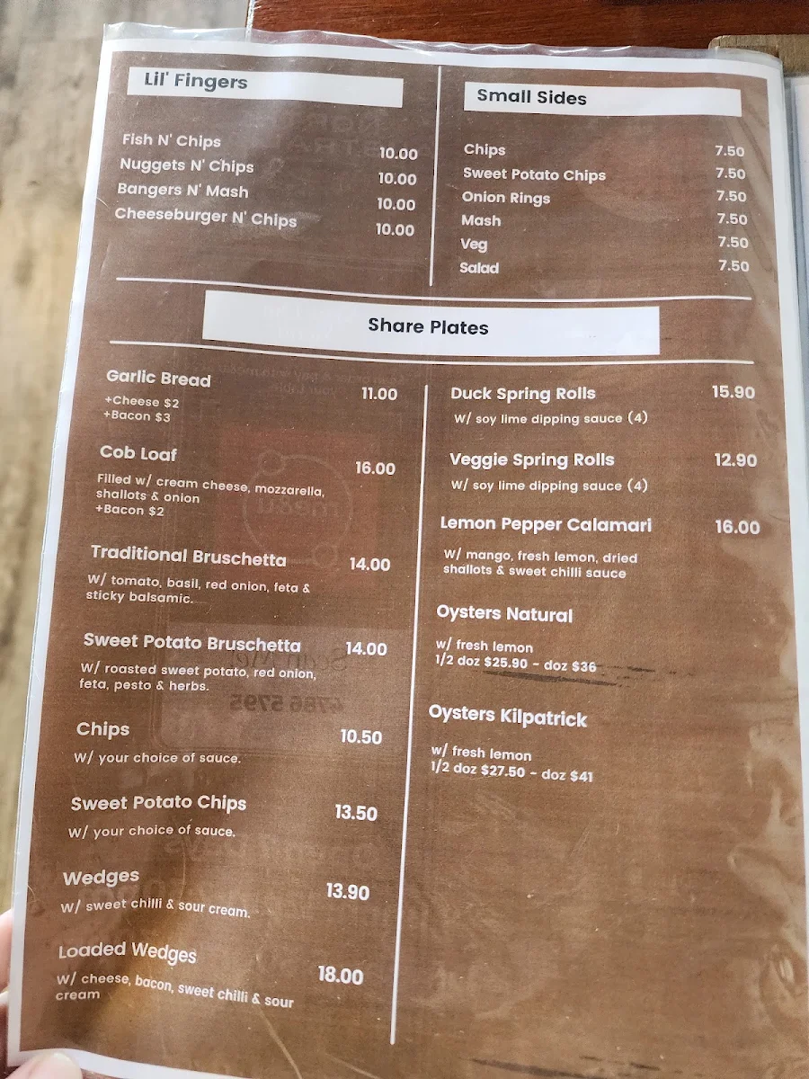 Menu, Original North Australian Bar & Grill