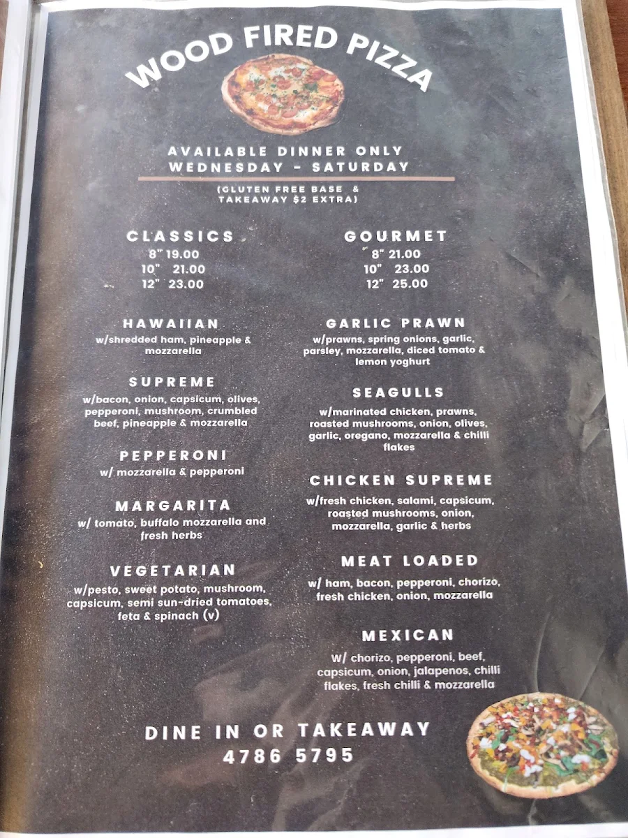 Menu, Original North Australian Bar & Grill