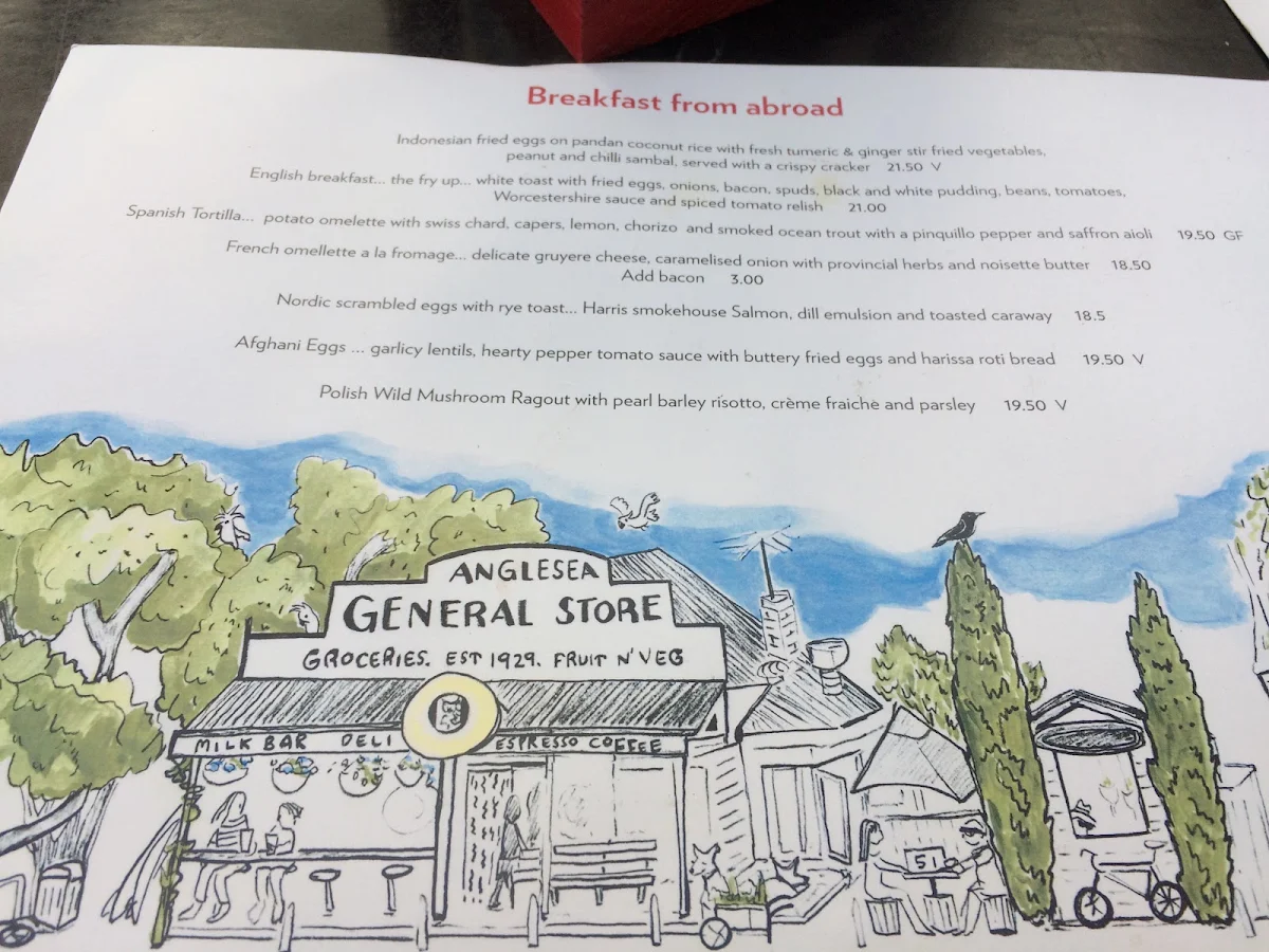Menu, Anglesea General Store