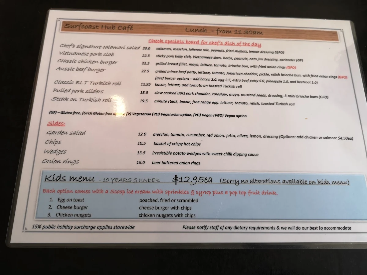 Menu, Anglesea General Store