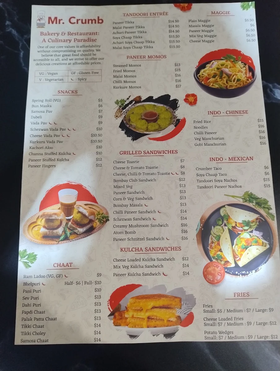 Menu, Mr Crumb, Hoppers Crossing