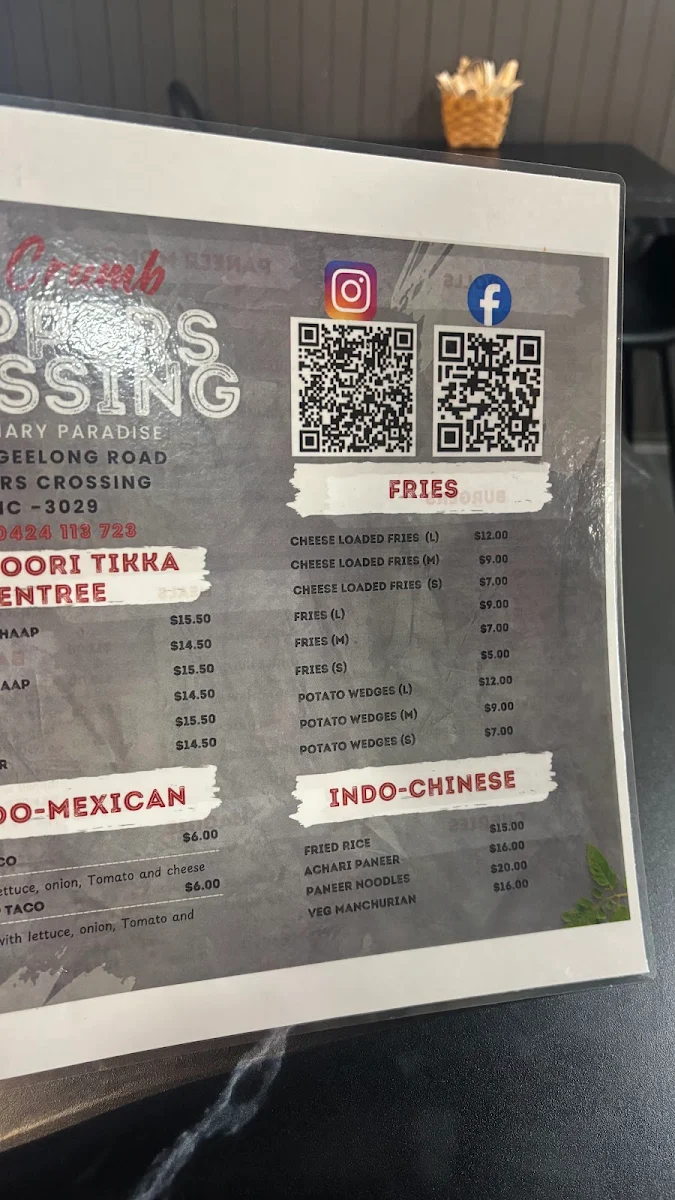 Menu, Mr Crumb, Hoppers Crossing