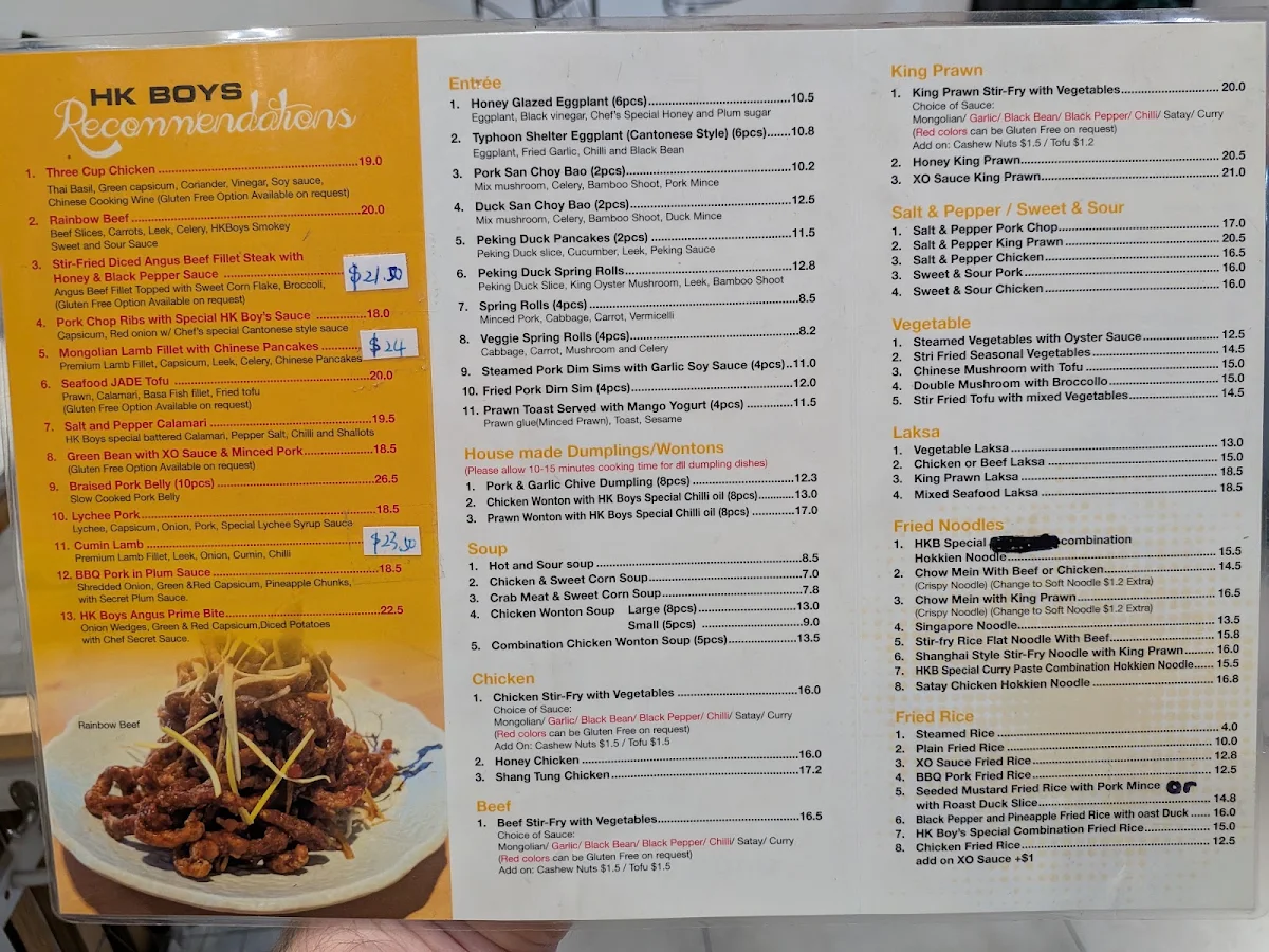 Menu, Hong Kong Boys Kitchen - Modern Cantonese Cuisine