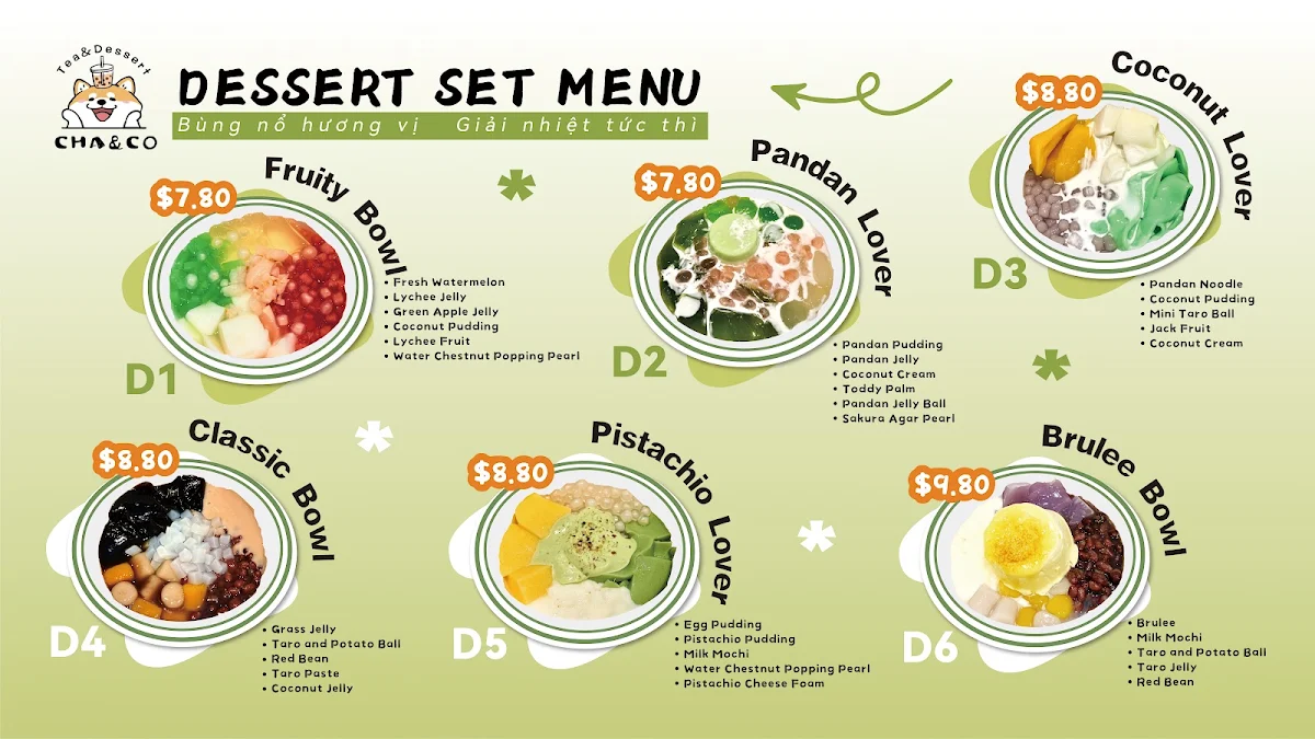 Menu, Cha&Co