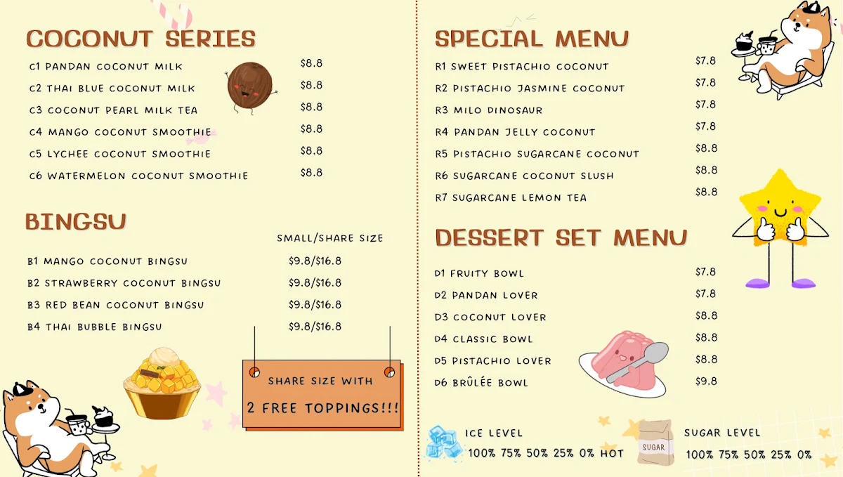 Menu, Cha&Co