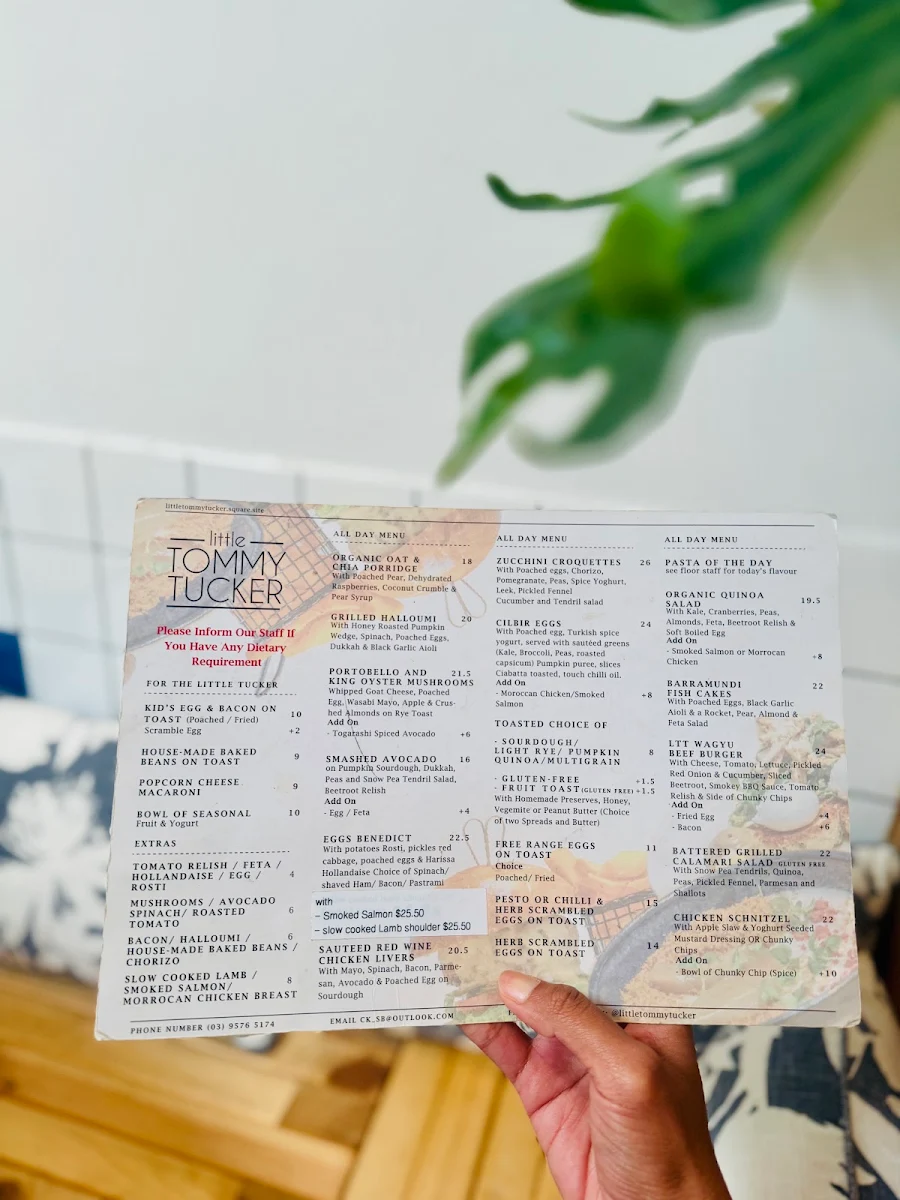 Menu, Little Tommy Tucker