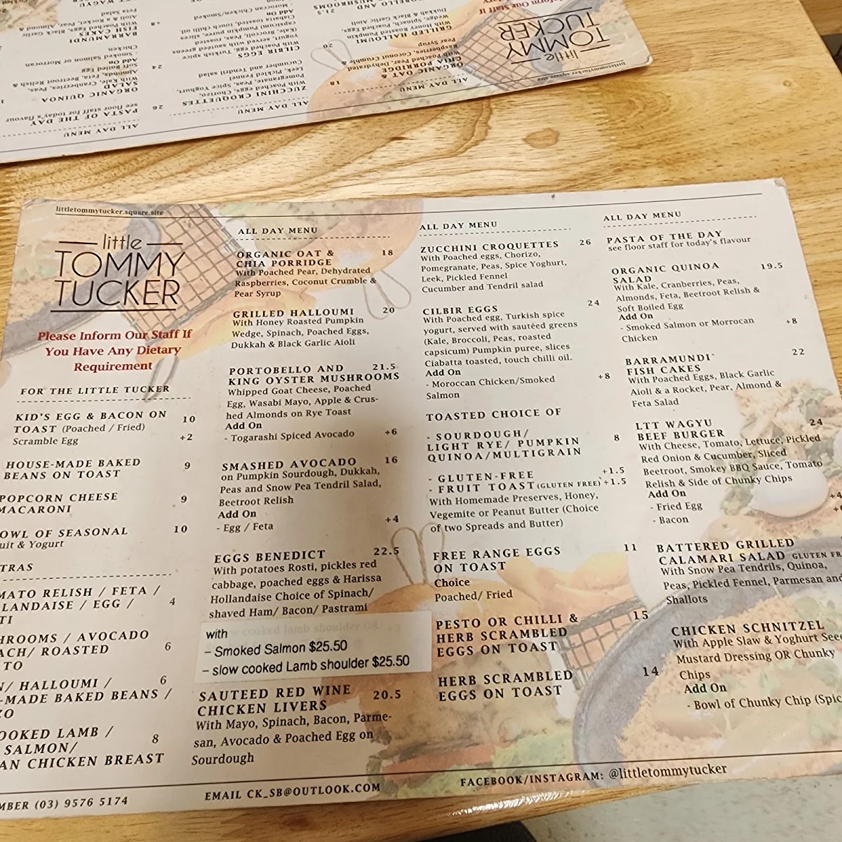 Menu, Little Tommy Tucker