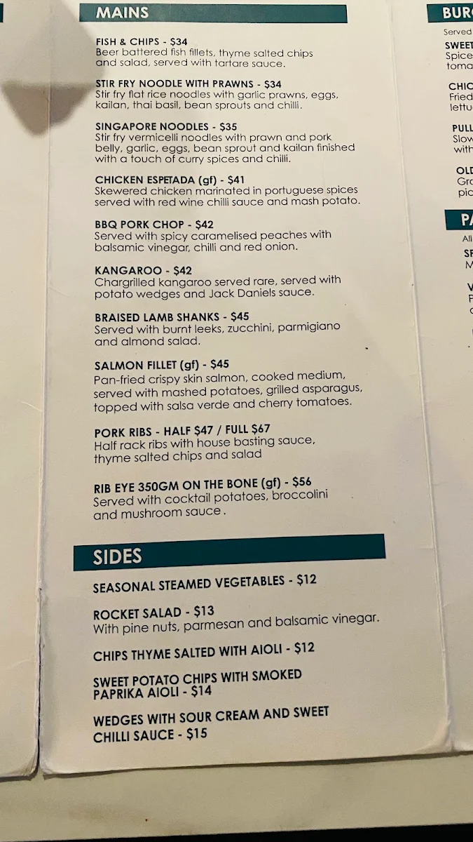 Menu, Blackbird Cafe