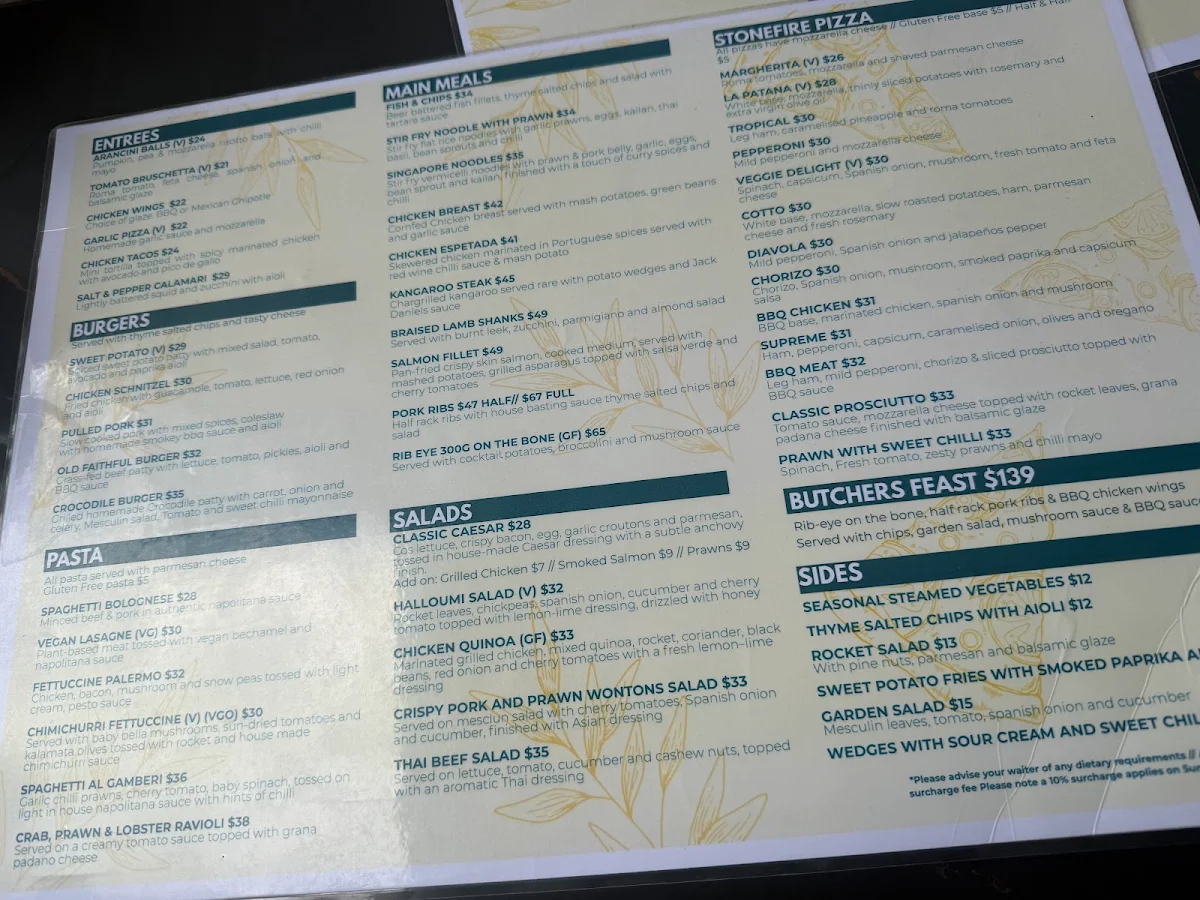 Menu, Blackbird Cafe