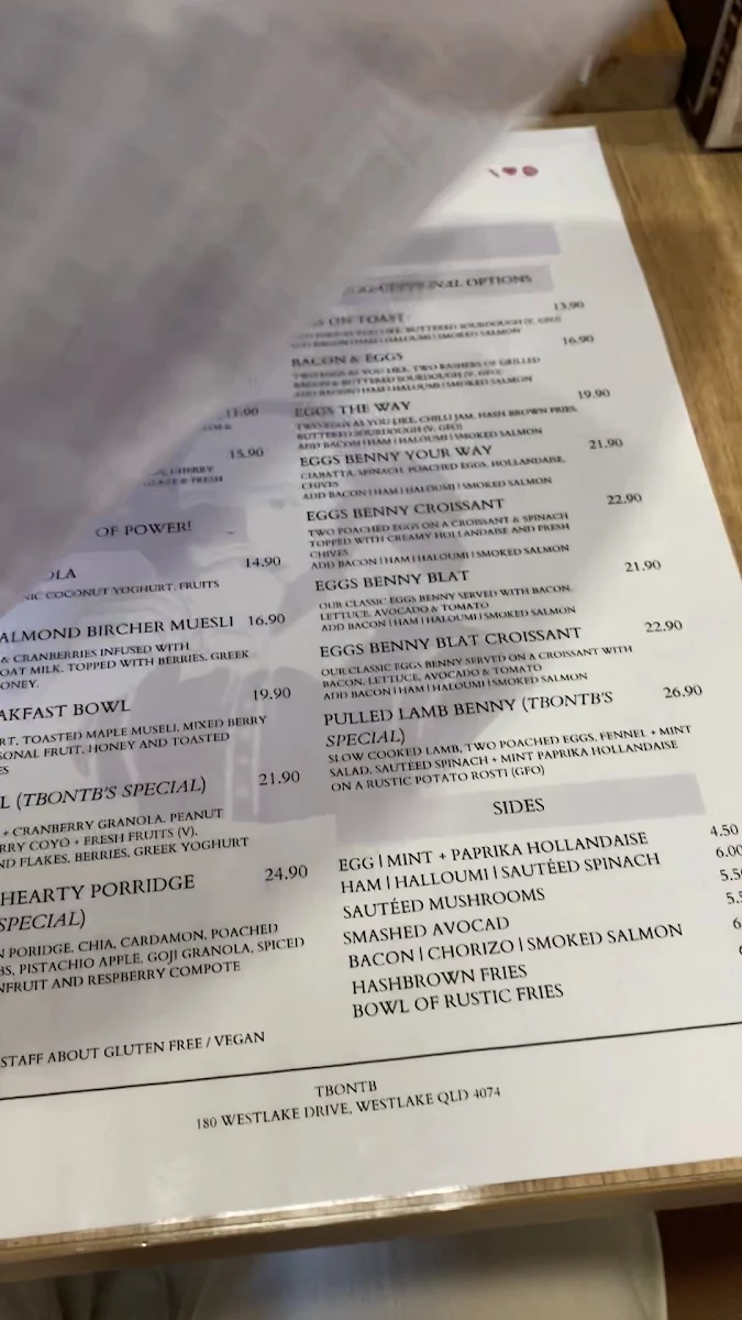 Menu, Little Hippo Cafe