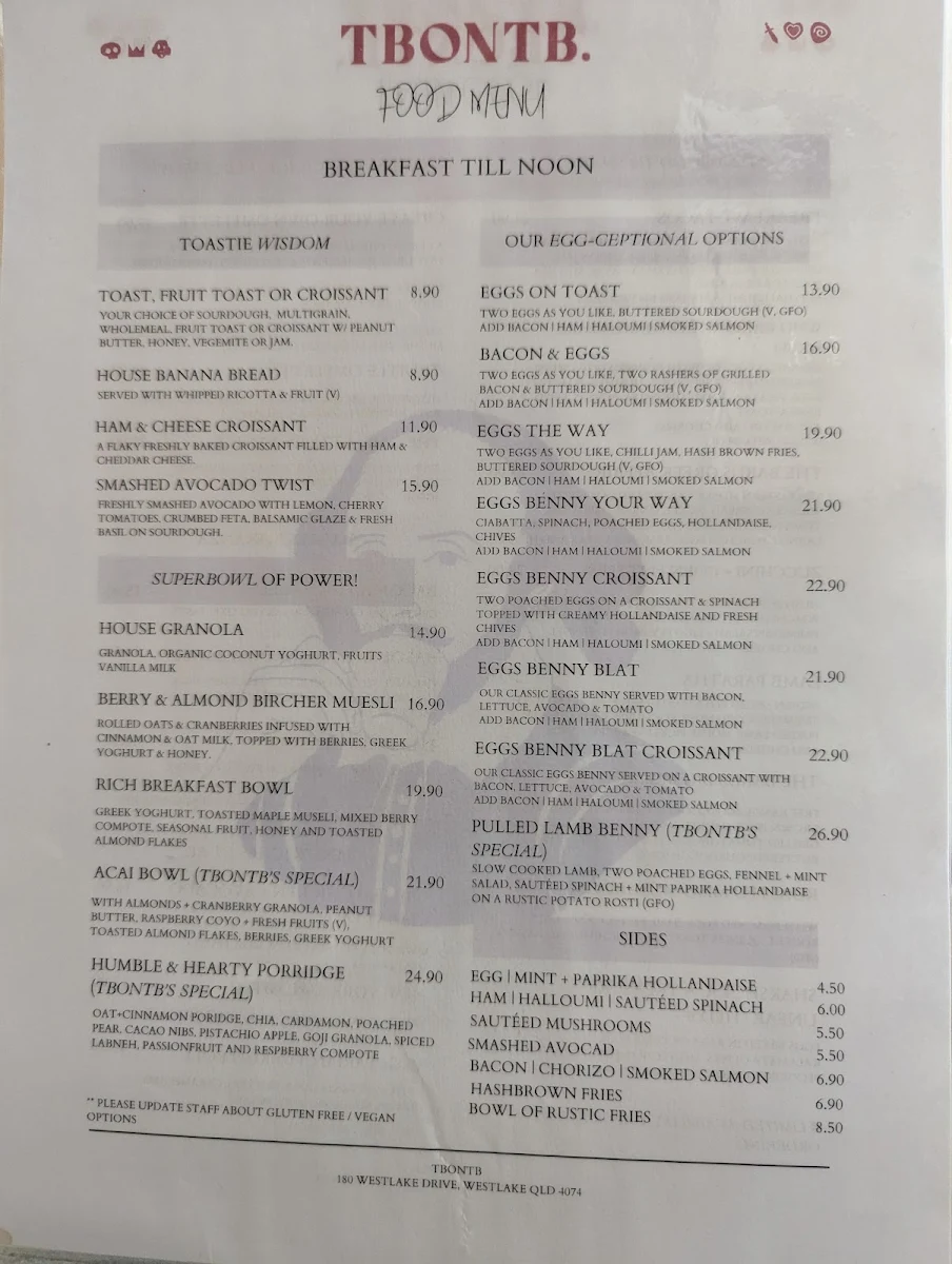 Menu, Little Hippo Cafe