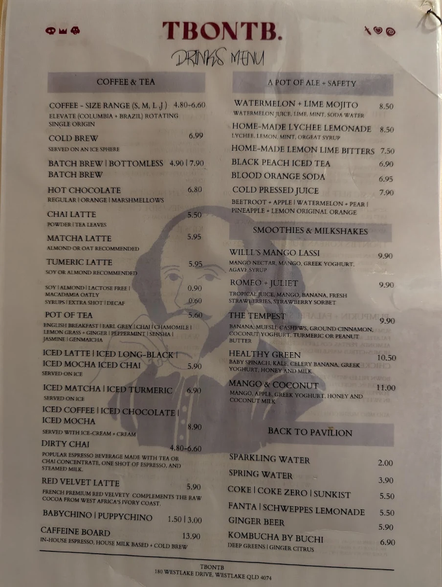 Menu, Little Hippo Cafe