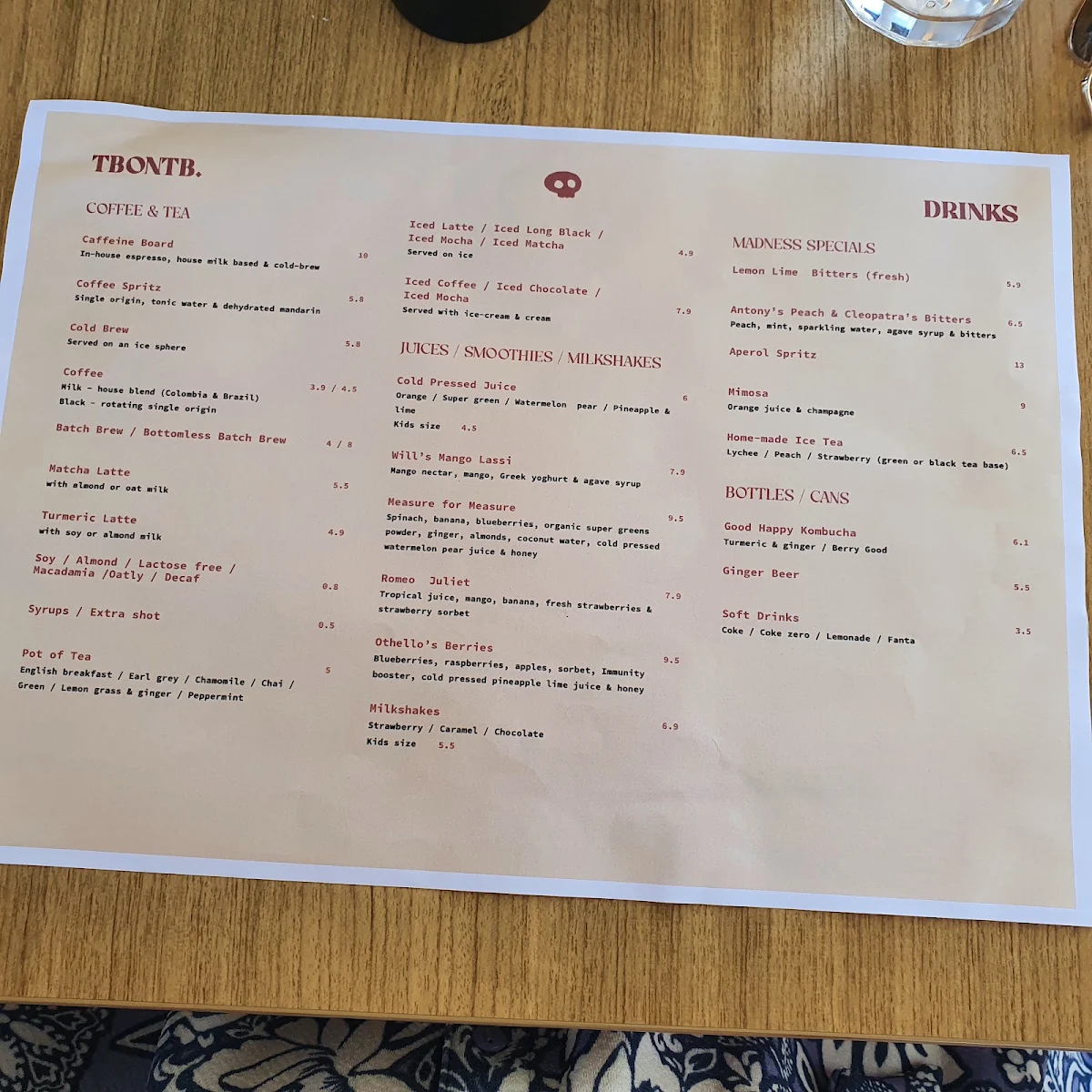 Menu, Little Hippo Cafe