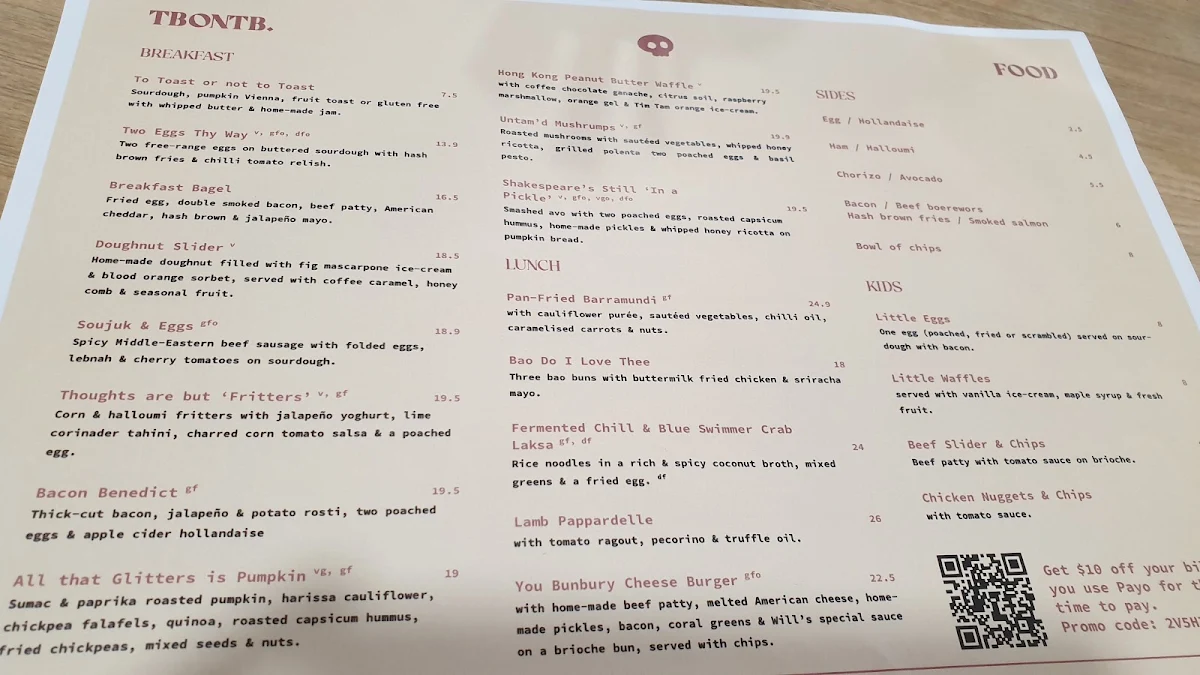 Menu, Little Hippo Cafe
