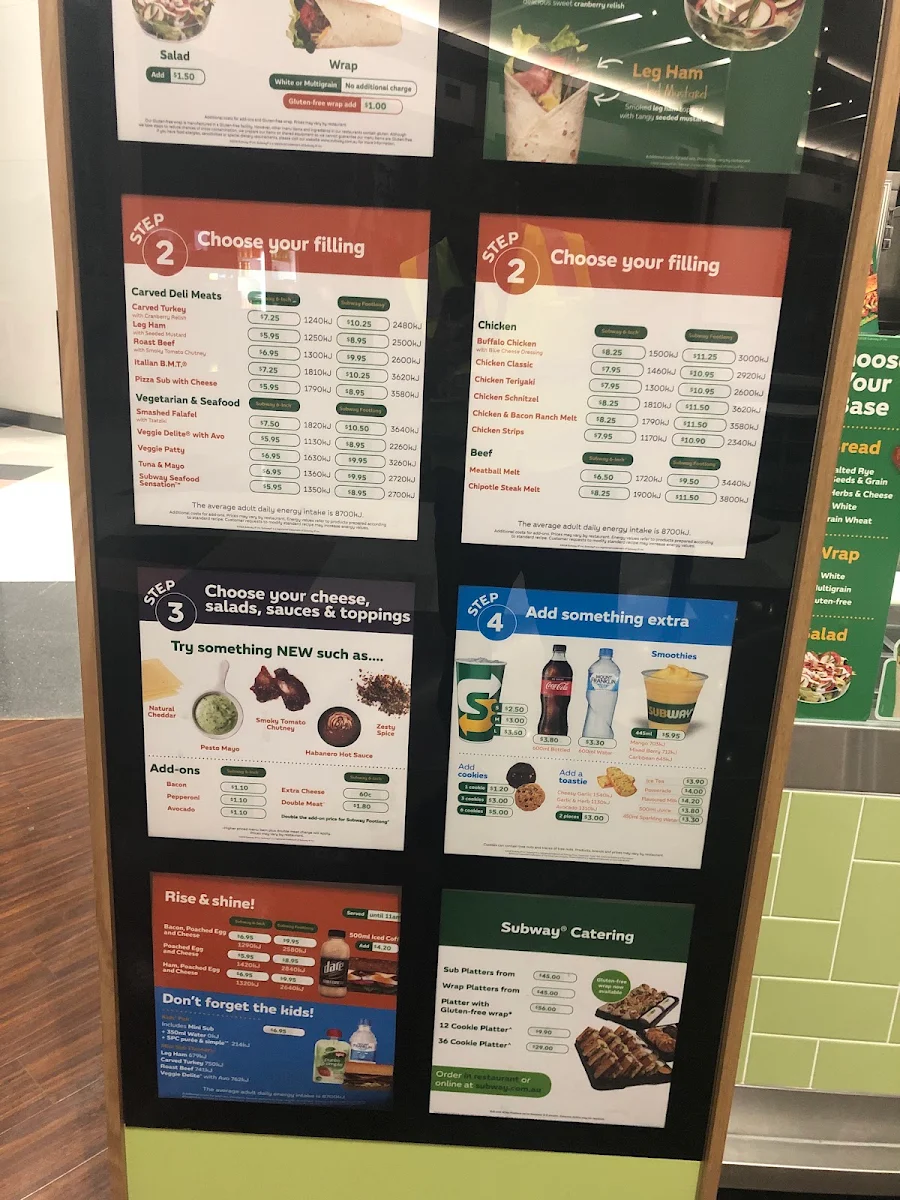 Menu, Subway