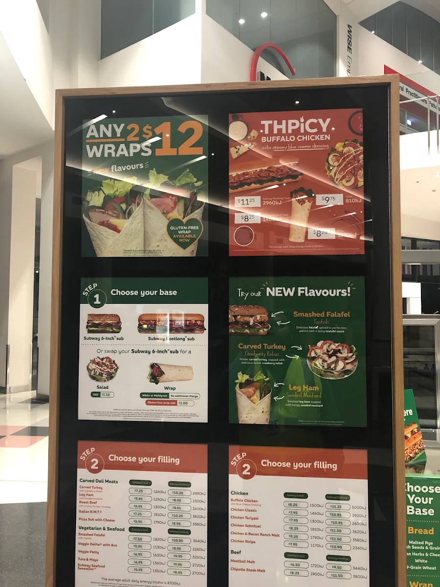 Menu, Subway