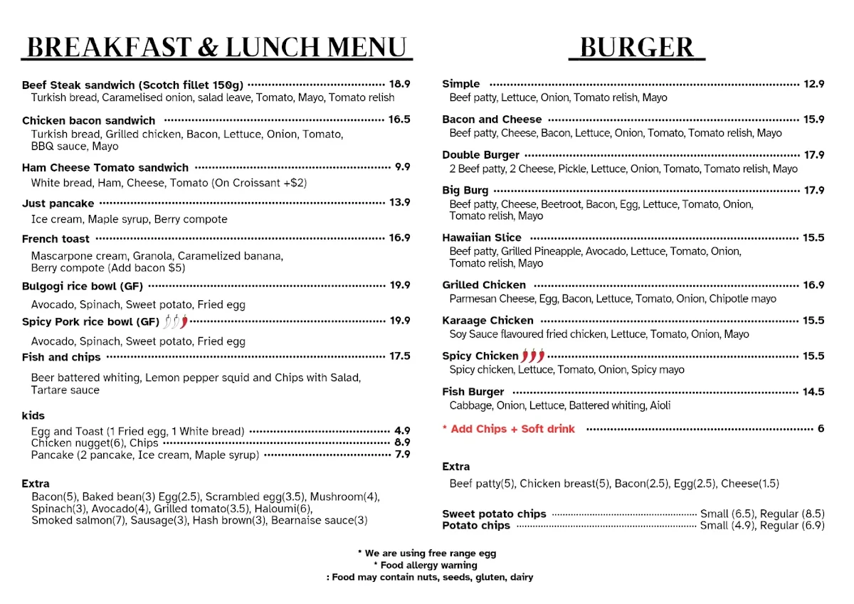 Menu, Double Yolk