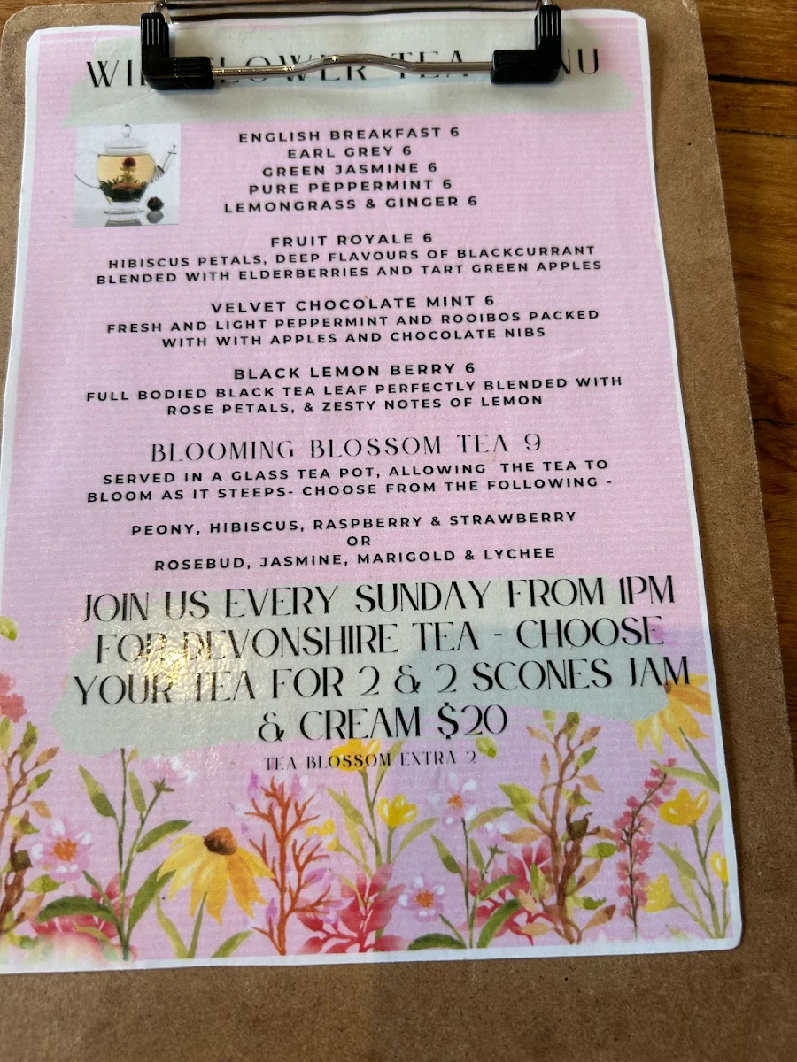 Menu, Wildflower Cafe