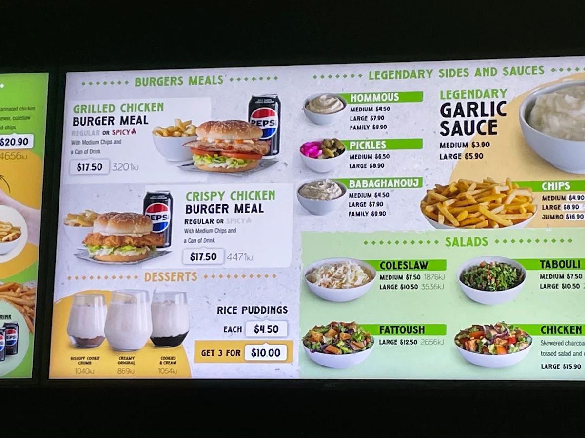 Menu, El Jannah Chicken Burwood