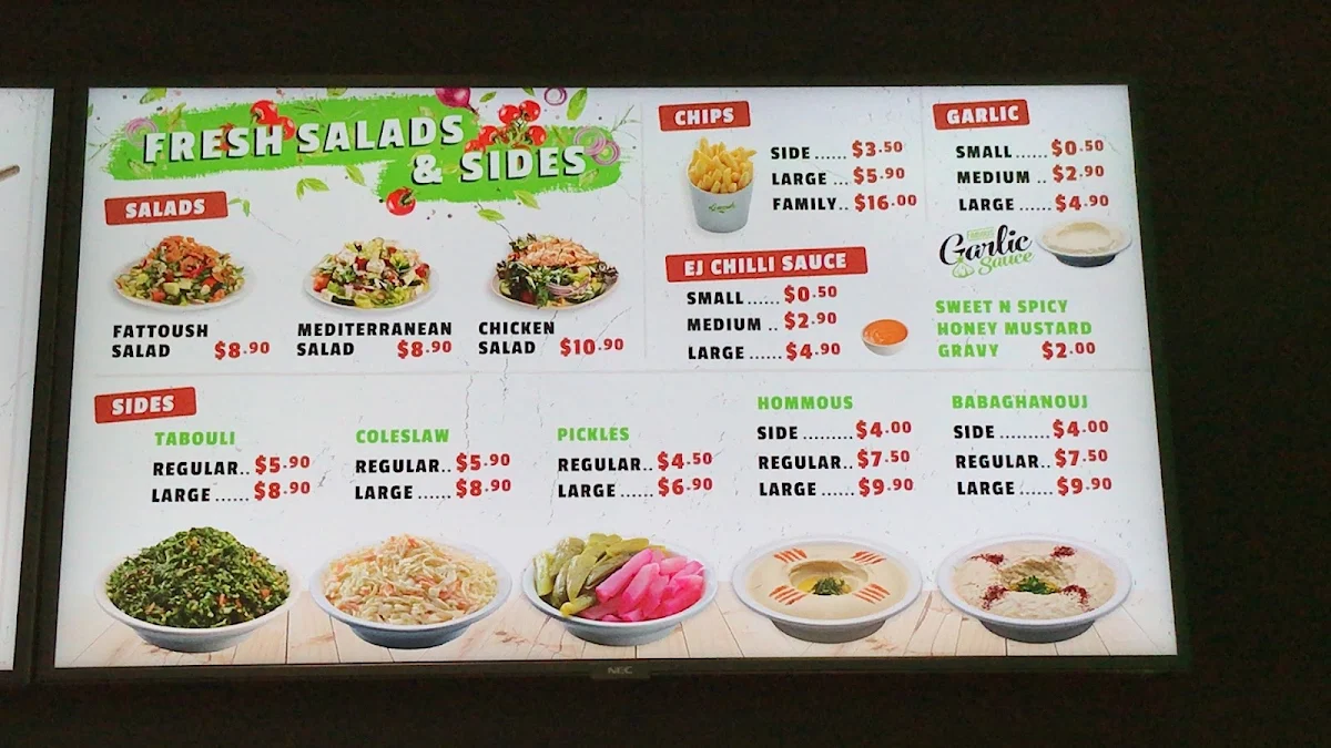 Menu, El Jannah Chicken Burwood