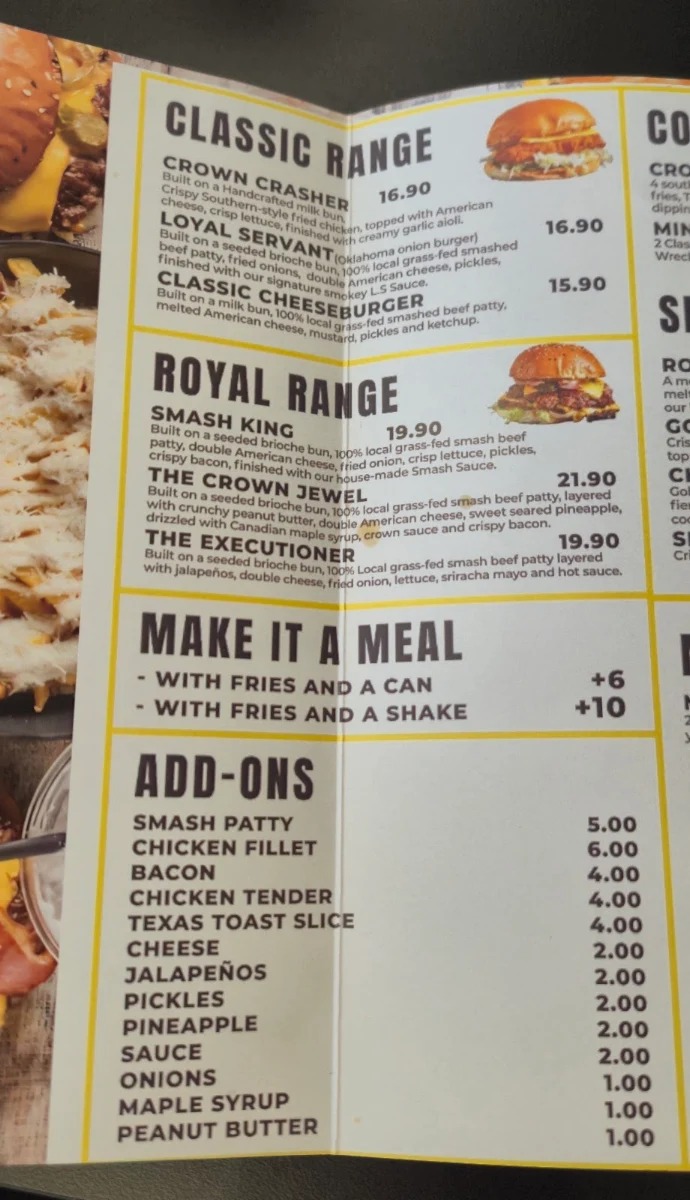 Menu, Smash Royalty