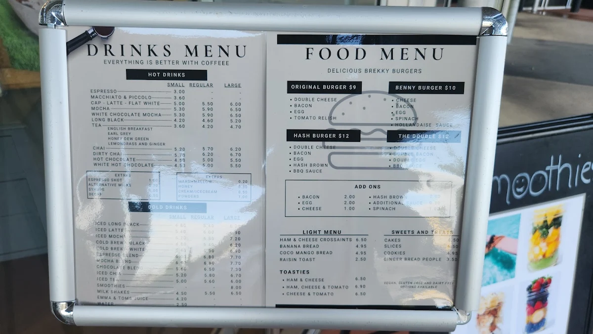 Menu, Pine Espresso