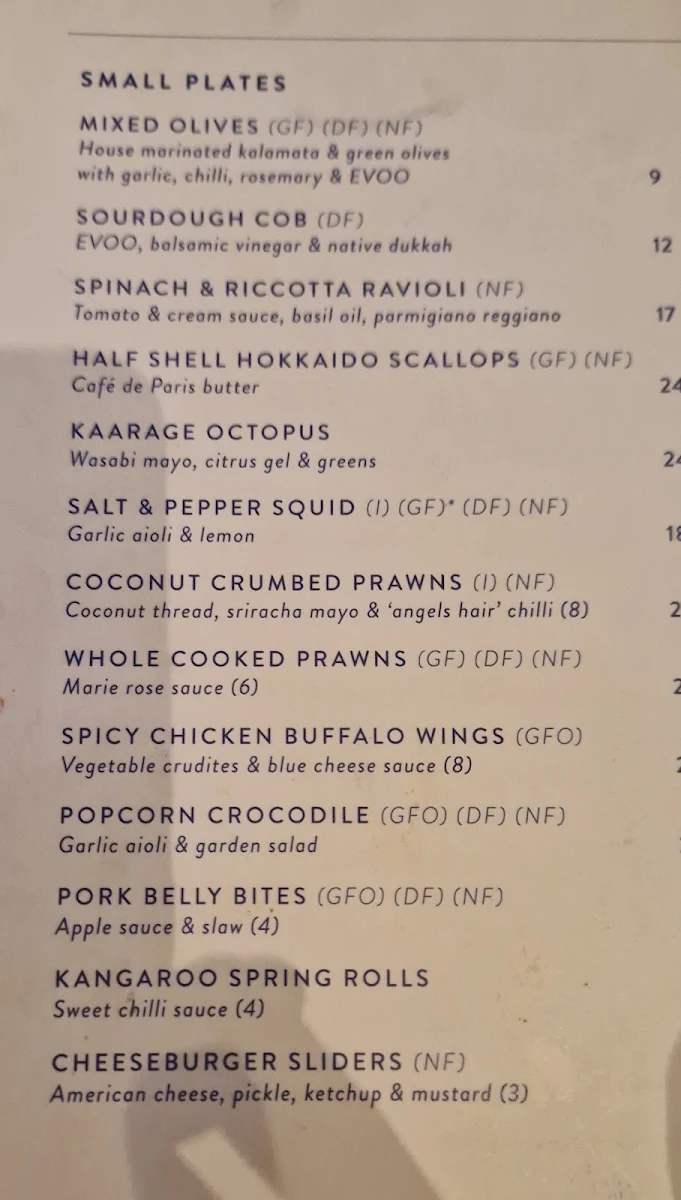 Menu, Oyster Bar