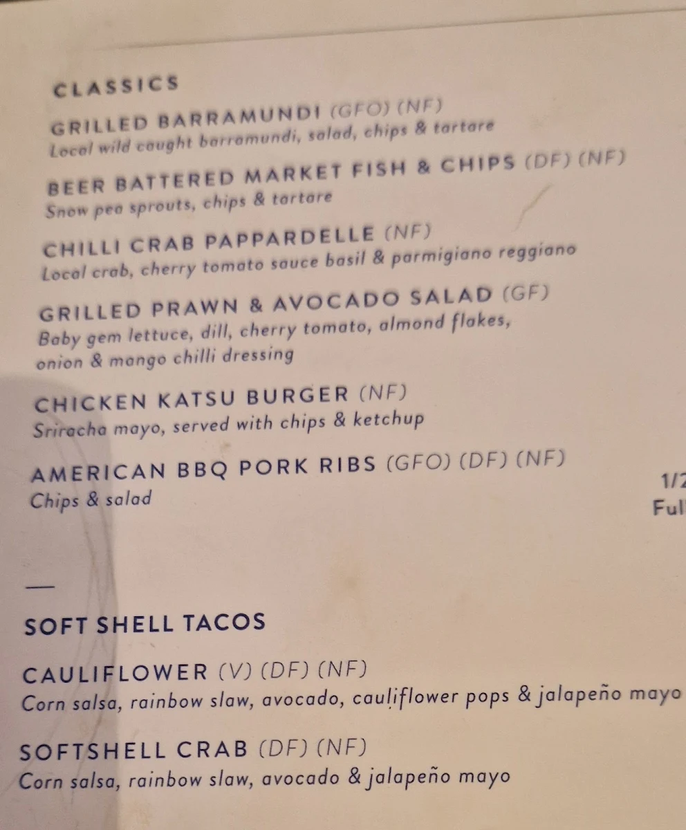 Menu, Oyster Bar