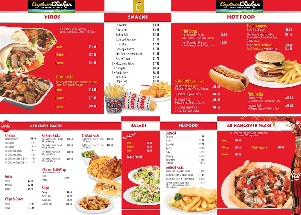 Menu, CAPTAIN CHICKEN & SEAFOOD HENLEY