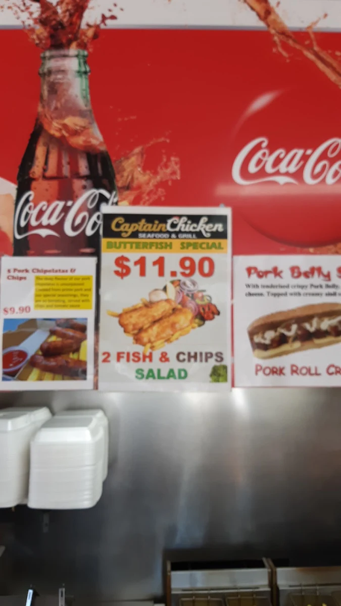 Menu, CAPTAIN CHICKEN & SEAFOOD HENLEY