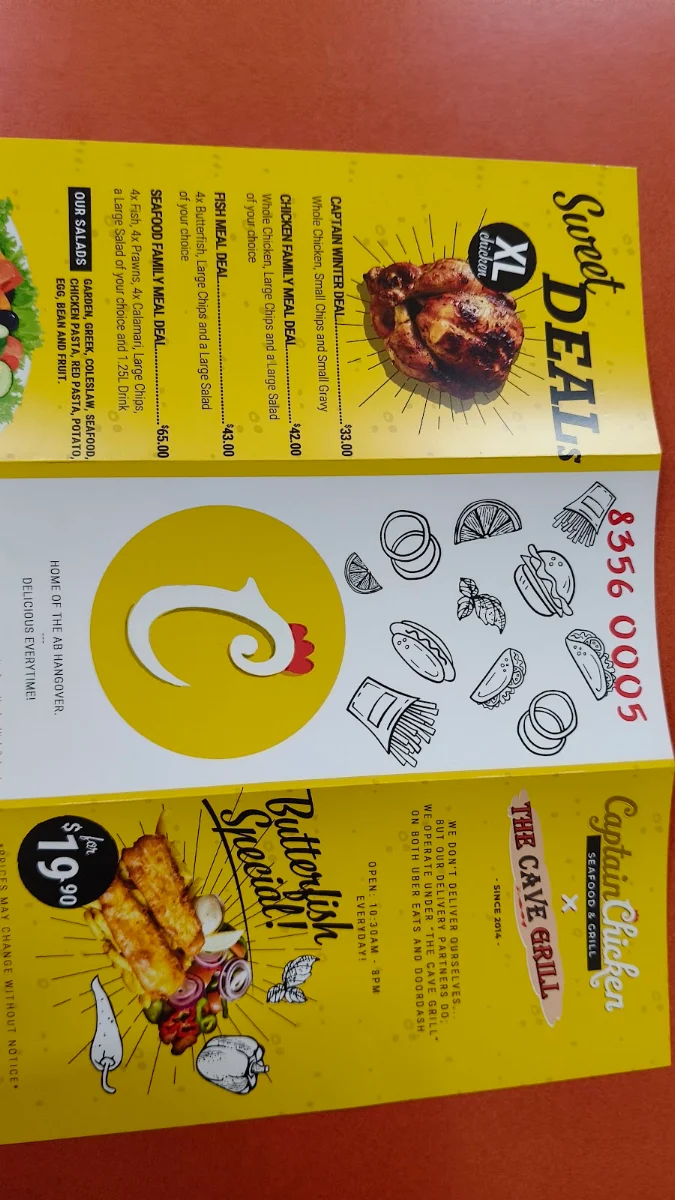 Menu, CAPTAIN CHICKEN & SEAFOOD HENLEY