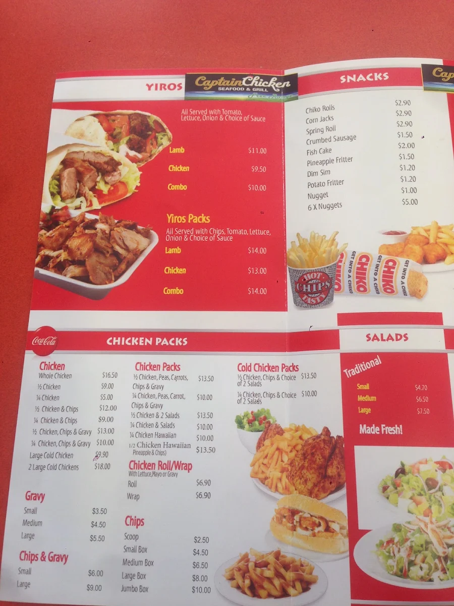 Menu, CAPTAIN CHICKEN & SEAFOOD HENLEY