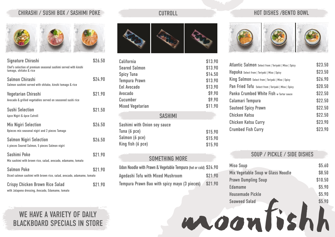 Menu, Moonfishh
