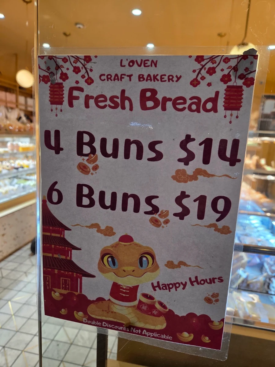 Menu, L'oven Craft Bakery